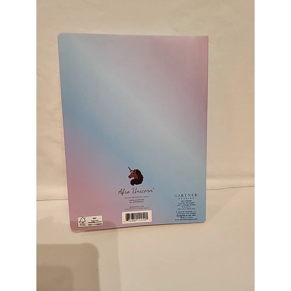 Afro Unicorn You are Unique Lined journal notebook with over 60 stickers